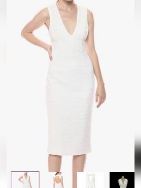 Dress The Population WHITE TINY SEQUINED RANI DRESS NWT SIZE MEDIUM